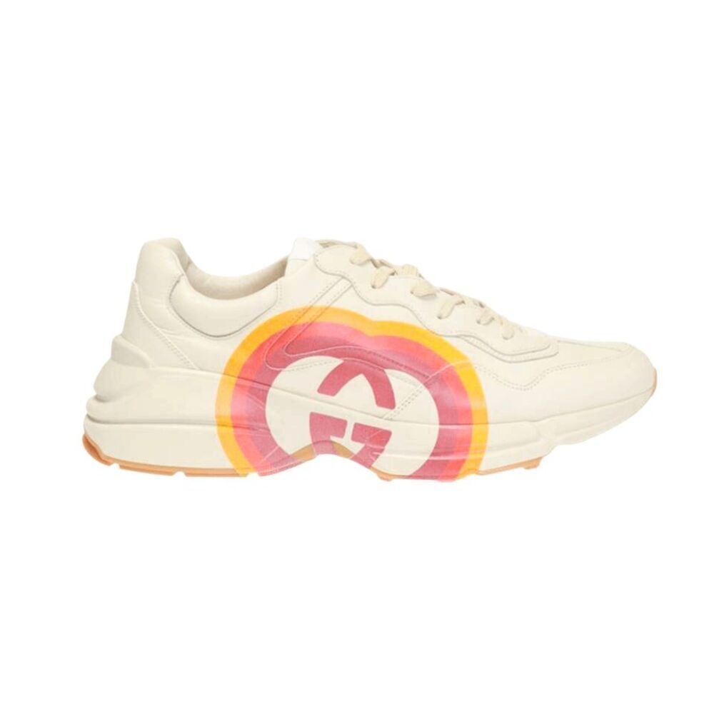 GUCCI Calfskin Interlocking G Heart Rhyton Sneakers Size 8